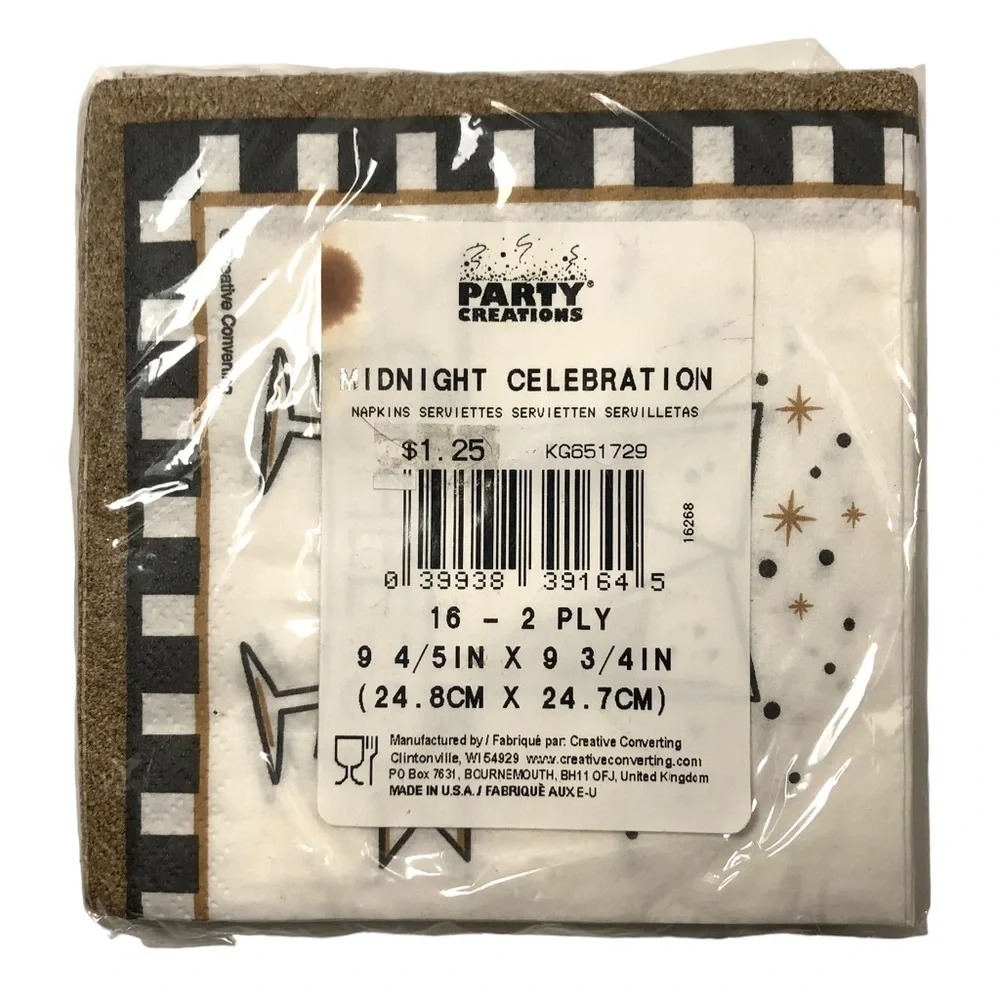 Happy New Year Dinner Napkin & Cheers Cocktail Napkin 16 Ct. (Set of 2)